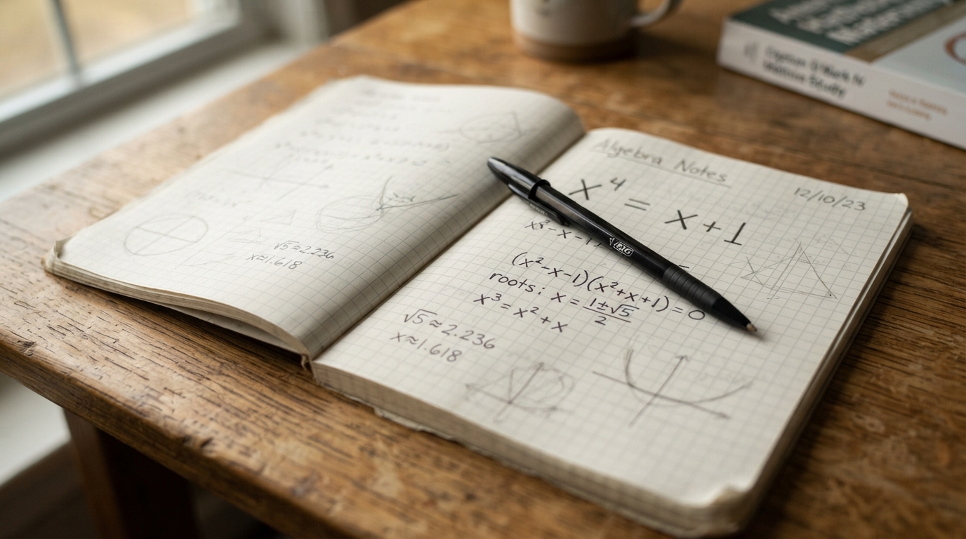 Derivation notes for the governing polynomial x⁴ = x + 1