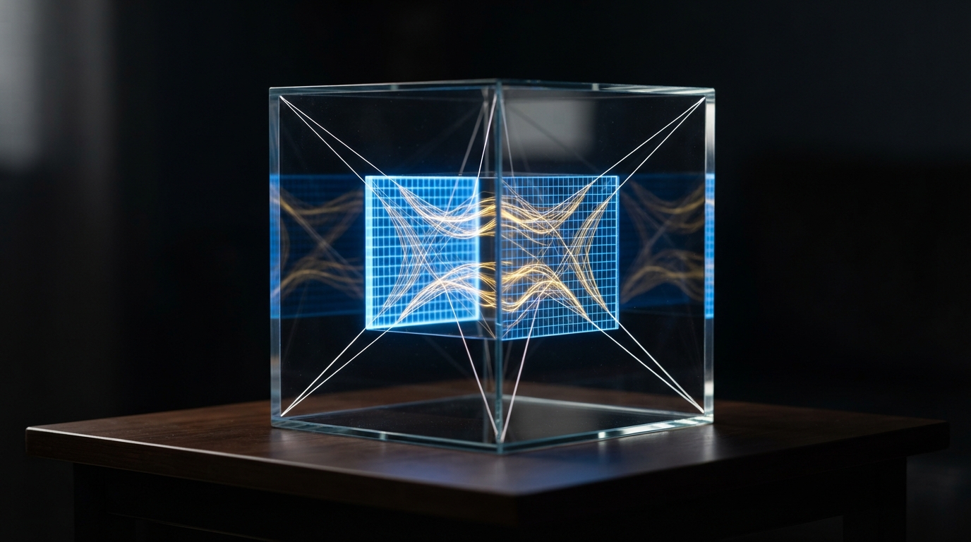 4D Pentatope Projection and Spectral Waves in Glass Cube